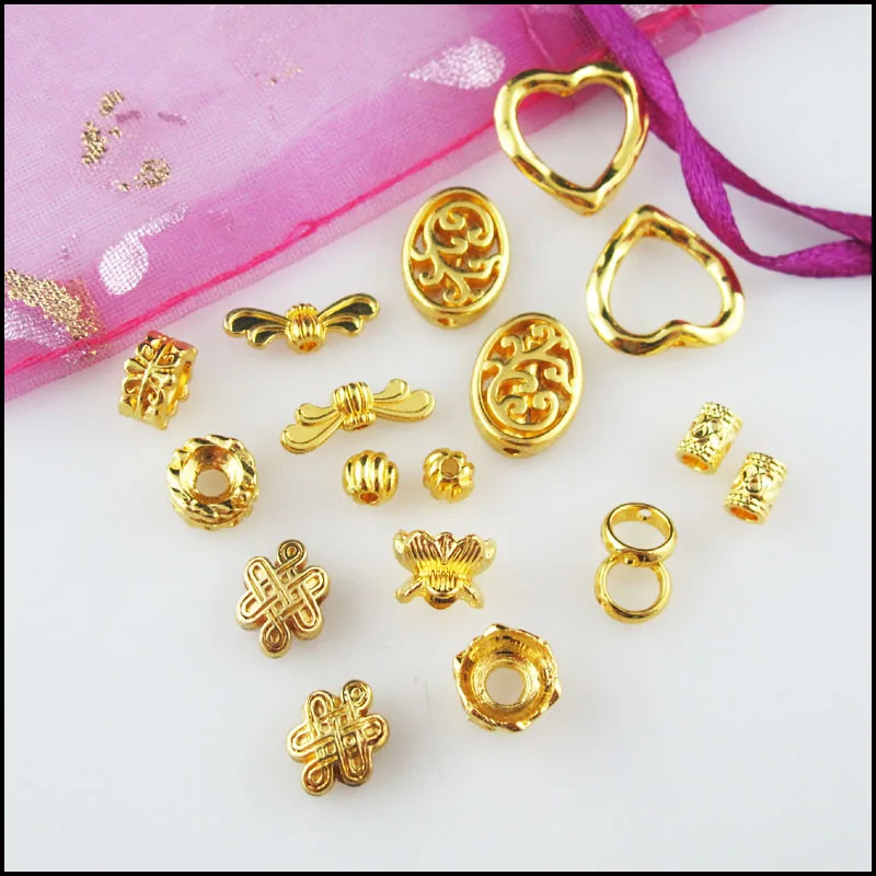 Fashion New Heart Frame Oval Chinese Knot Wings Charms Spacer Bar Beads Gold Plated