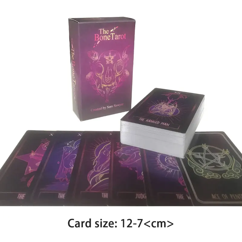 Hot sales 12-7 CM Deck: The Bone Tarot Oracle Card Fate Divination Prophecy Card Family Party Game Toy Tarot Brochure Guide