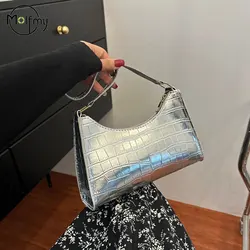 Fashion PU Leather Bags for Women Alligator Pattern Armpit Handbag Female Small Underarm Messenger Bag Purse Shoulder Handbags