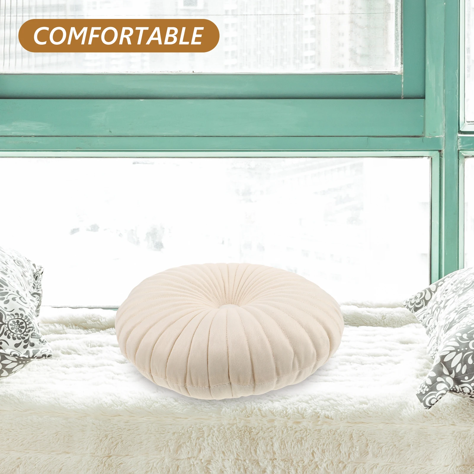 

Round Pumpkin Pillow Ergonomic Waist Cushion Sofa Floor Seat Decorative Throw Pillow Home Meditation Window Cushion