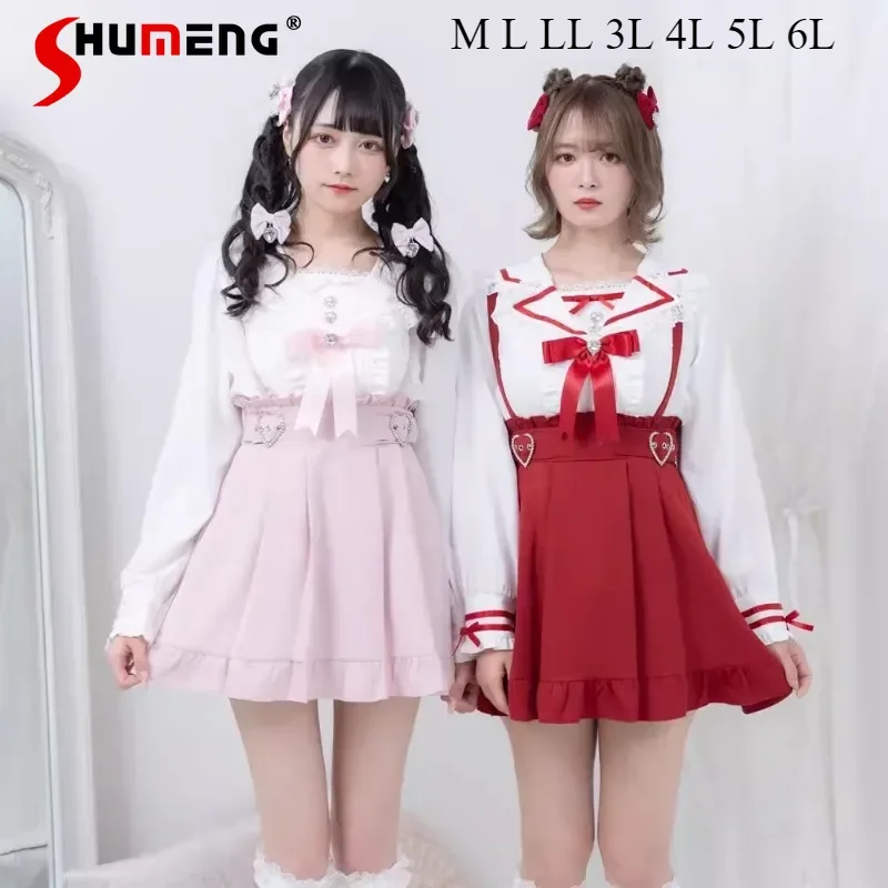 

2024 Autumn And Winter Japanese Long Sleeves Blouse Women's Sweet Cute Lolita Sweet Bow Lace Trim Sailor Collar Blusas De Mujer