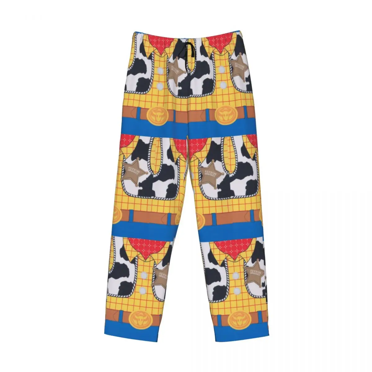 Traje personalizado de Sheriff de Woody de Toy Story, pantalones de pijama, ropa de dormir para hombres, cintura elástica, pantalones de salón para dormir Kawaii con bolsillos