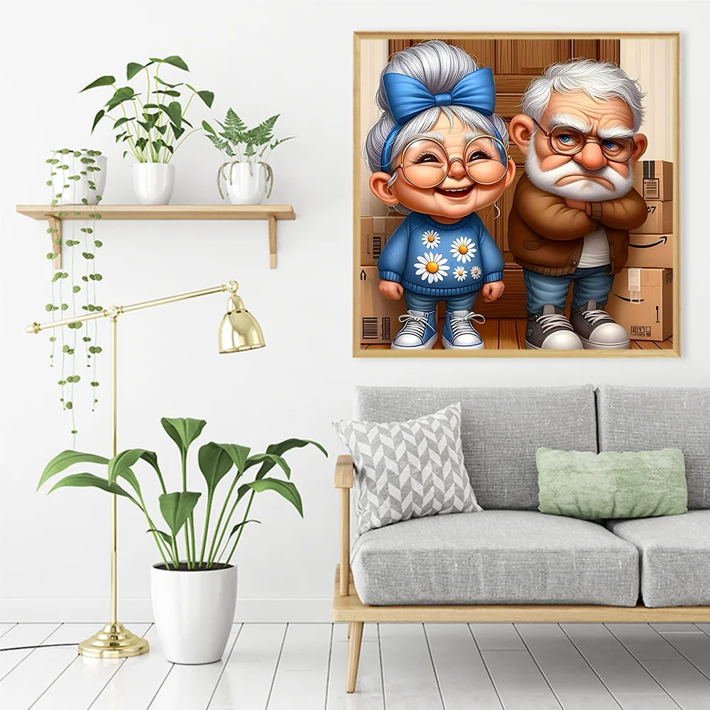 Momoart 5D DIY Diamond Painting Grandparent Couple Portrait Full Square Round Old People Embroidery Cartoon Handmade Hobby
