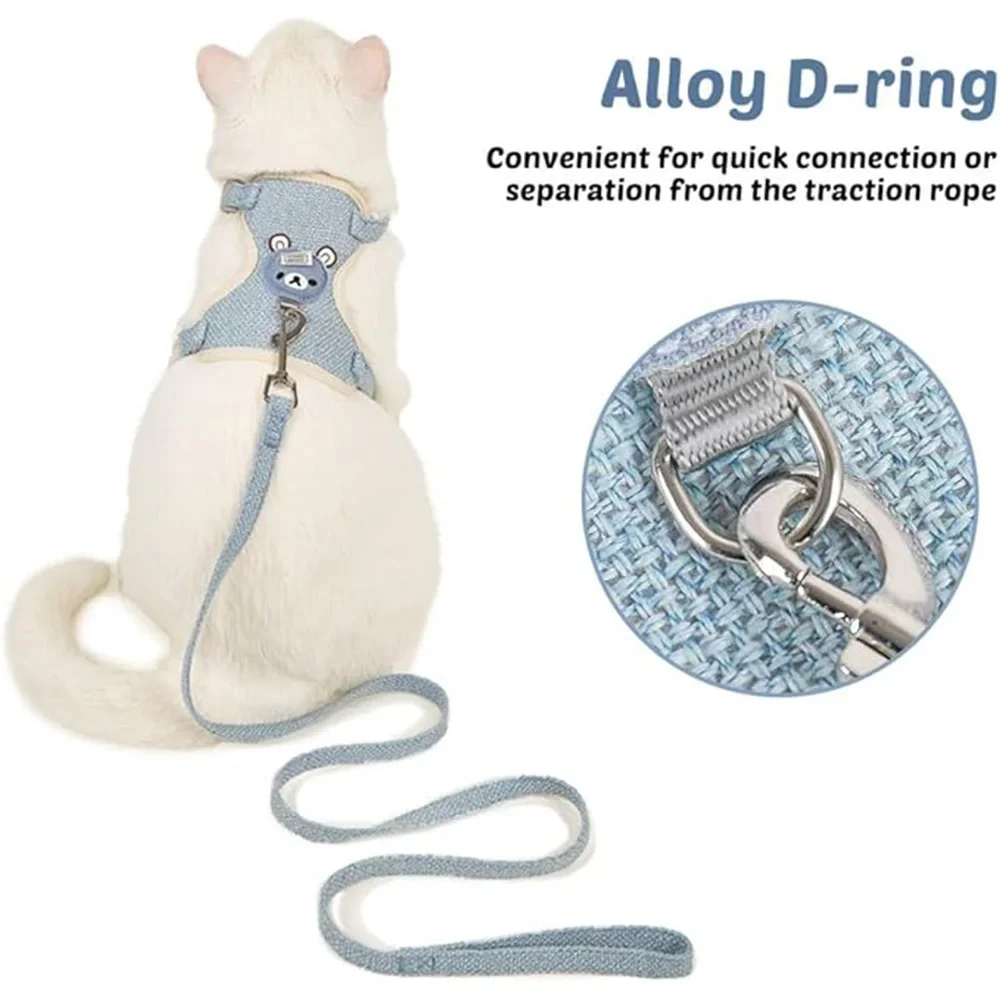 Arnés de conejo con correa, arnés transpirable para caminar para perros, chaleco ajustable antipérull para animales pequeños, hámster, conejillo de indias, hurón, gatito