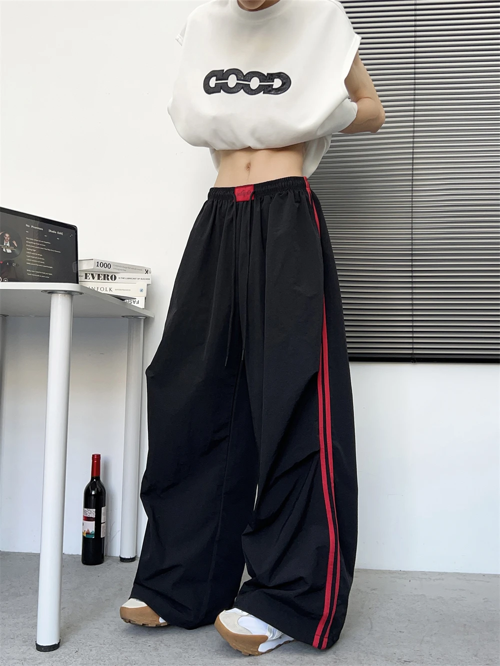 

Американские брюки для работы с защитой от солнца, мужские и женские летние модные полосатые брюки в стиле хип-хоп, повседневные парные брюки...