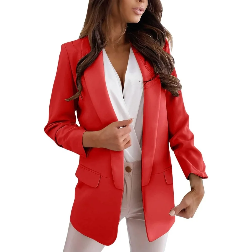 

Blazers for Women UK Fashion Long Sleeve Business Work Casual Suit Jackets Lightweight Notched Collar Cardigan Open Front Daily