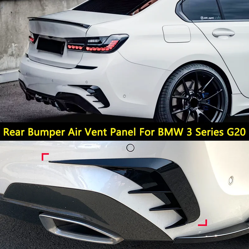 Para bmw acessórios série 3 g20 2019 + 318i 320i 325li 330i amortecedor traseiro do carro spoiler canards ventilação preto carbono abs plástico