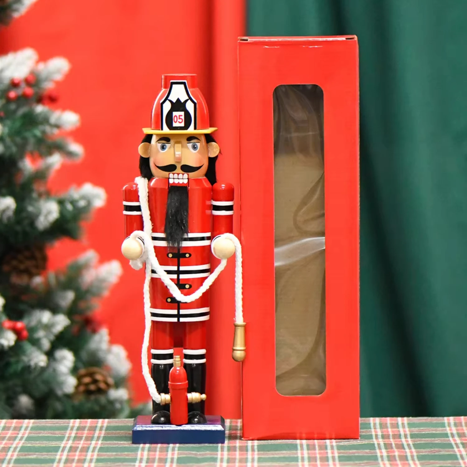 2pcs Hot Design 36cm Wooden Handcrafts Red Soldier Nutcracker Christmas Ornament Wooden Nutcracker for Xmas Decor