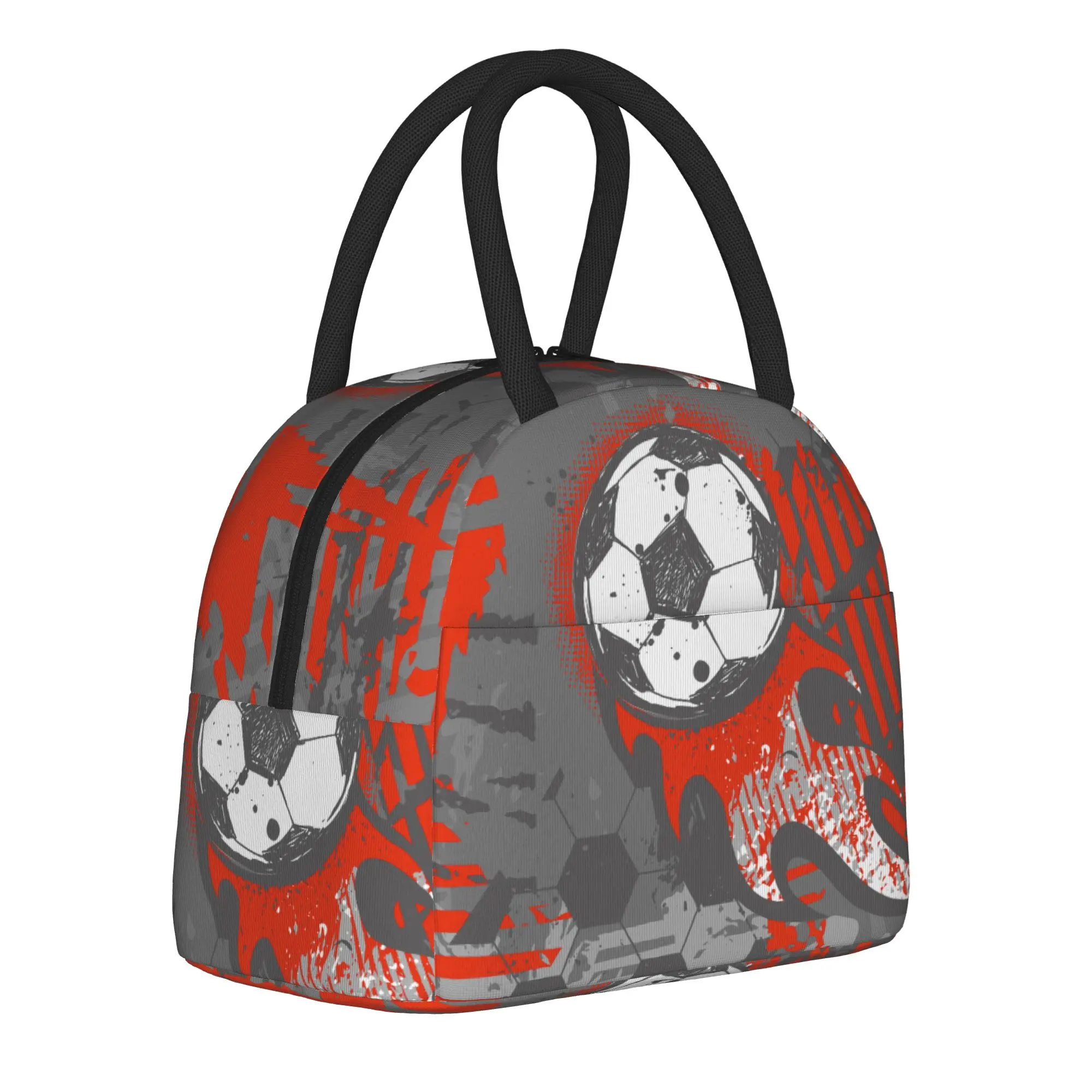Footballs Soccer  Insulated Lunch Bags Cooler Bag Lunch Container  High Capacity Tote Lunch Box Food Handbags School  Picnic