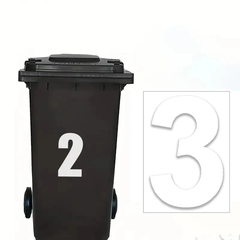 Self-Adhesive Trash Can Labels Wheelie Bin Number Sticker Durable Outdoor Label Garage Trash Can Numeber Stickers Weatherproof