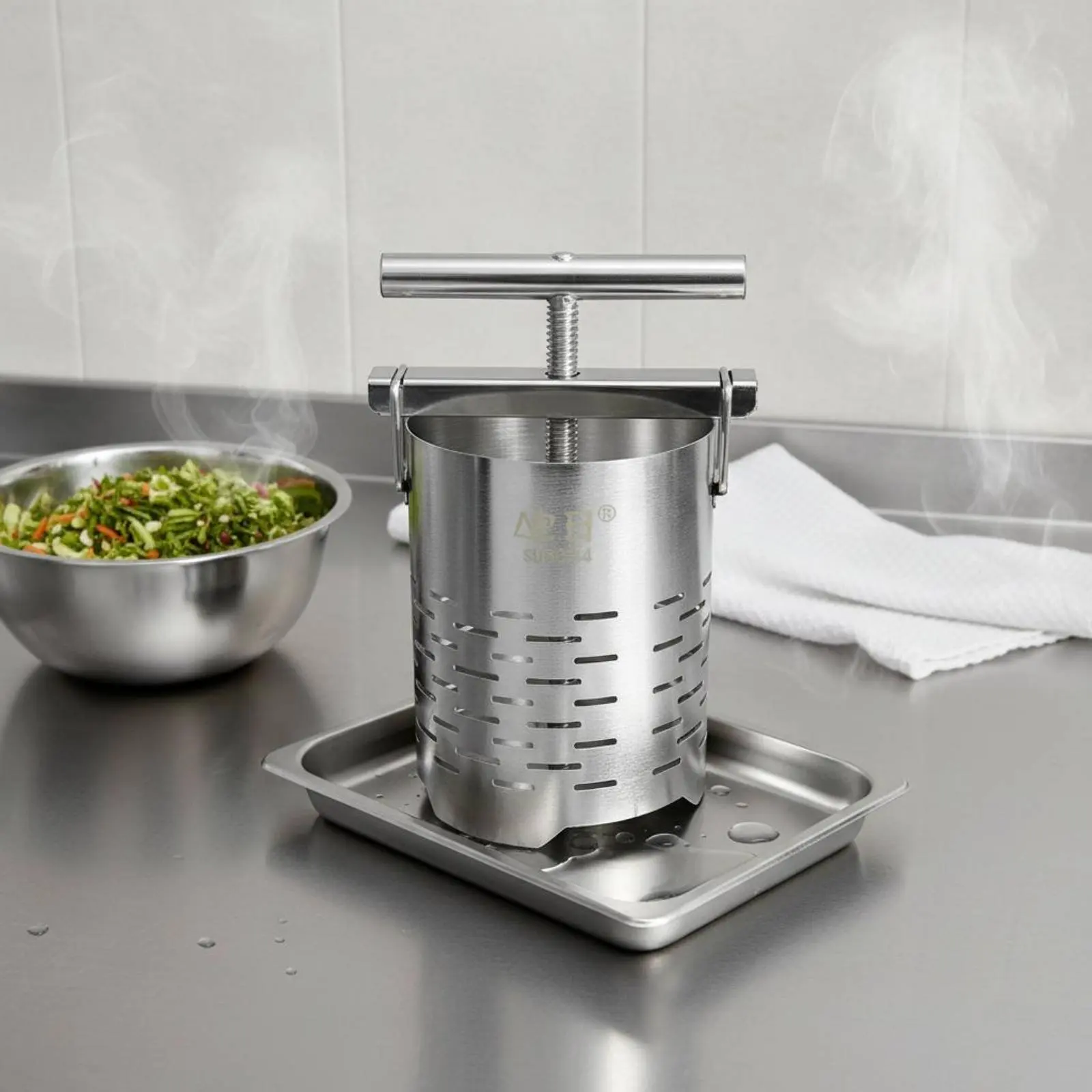 Dumpling Filling Press Multi Use Vegetable Water Drainer Lard Residue Press Easy to Clean Stainless Steel Food Press
