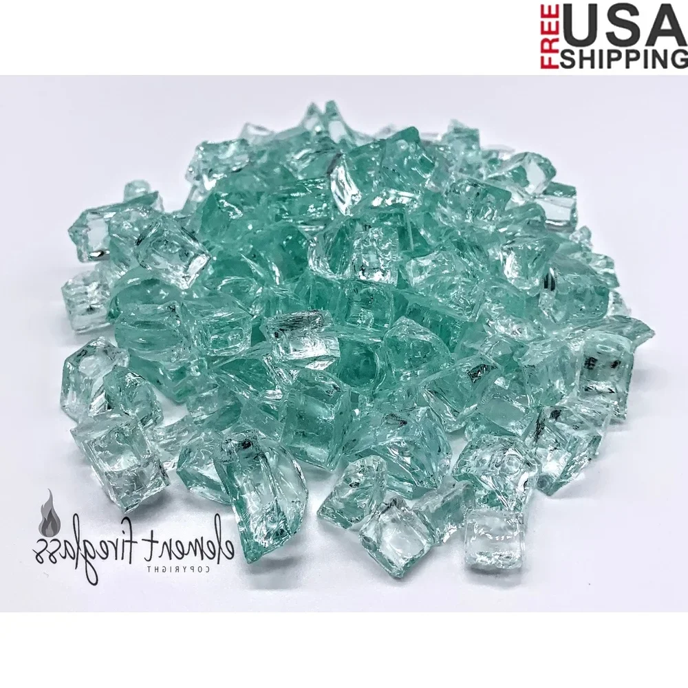 

Аквамариновое стекло для костра, 10 фунтов, замена газового камина, теплоизлучающее мерцающее декоративное пропановое стекло для пожара в помещении и на открытом воздухе