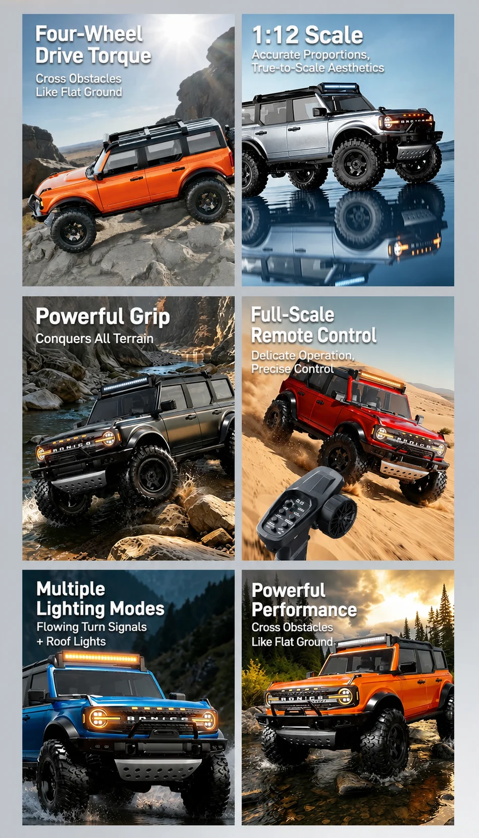 HongXing R22 1/12 scale 4WD crawler lighting features