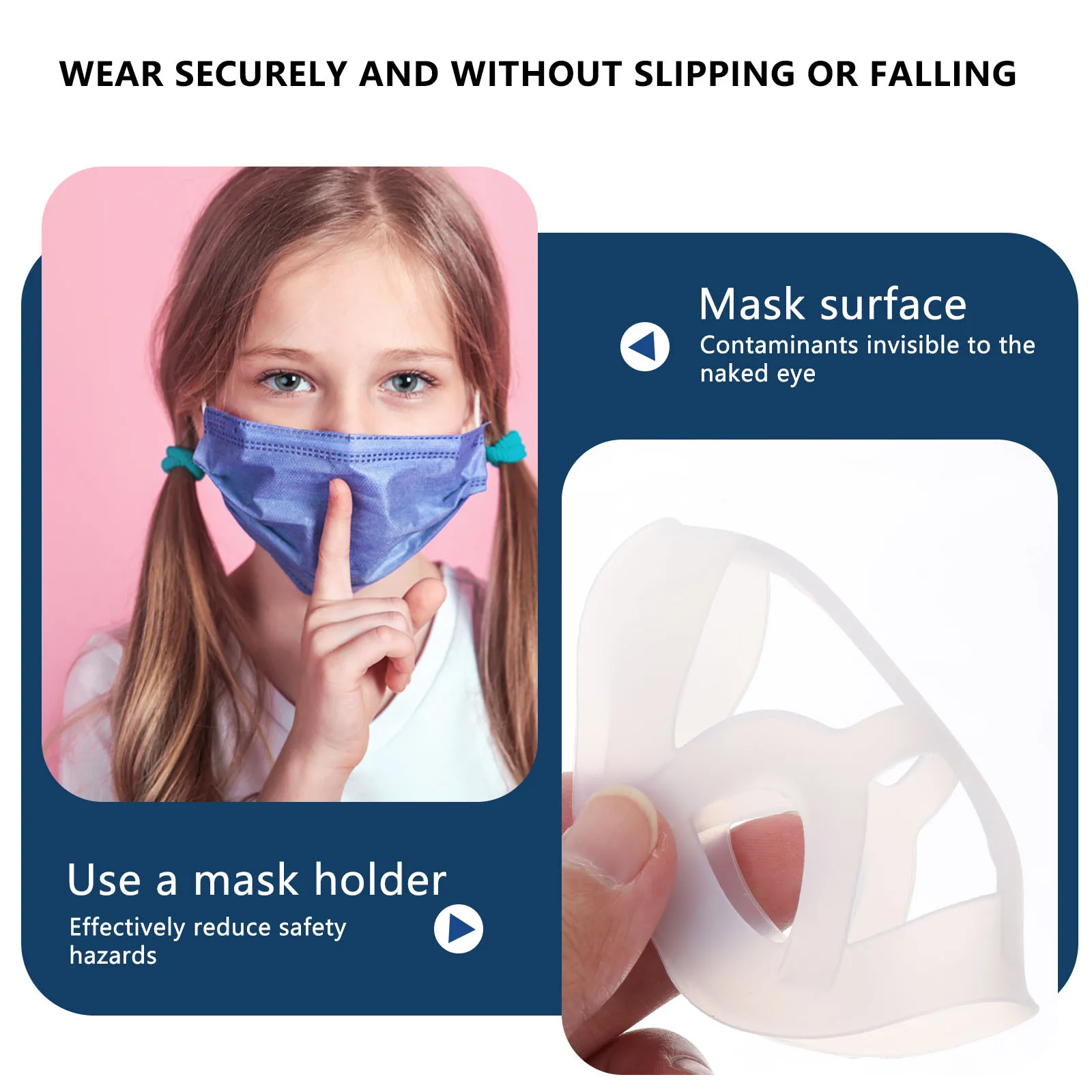 Staffa per maschera da 5 pezzi Supporto interno in silicone per bambini Respirazione confortevole Previene le sbavature del rossetto Telaio per maschera riutilizzabile