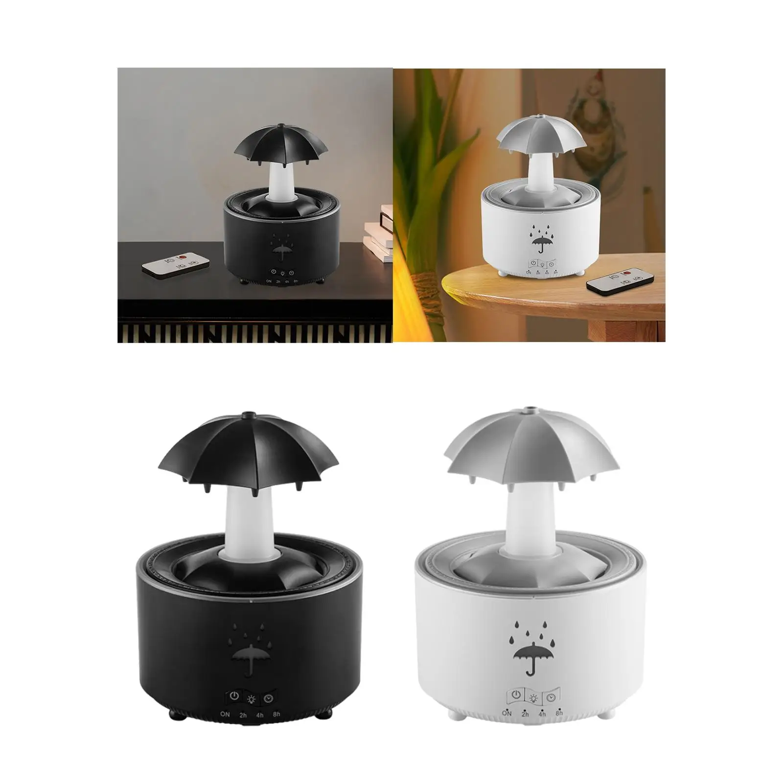 

Rain Drop Air Humidifier Auto Off Switch 300ml Essential Oil Diffuser Ambient Light Settings for SPA Office Bedroom Hotel Table