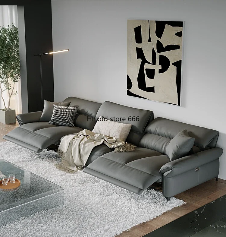 Modern gray princess straight row electric retractable double sofa