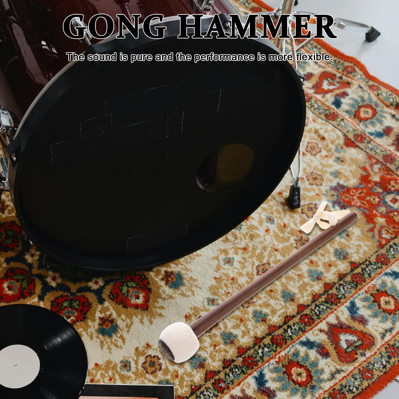 

Wood Handle Gong Mallet Traditional Chinese Mallet Reusable Lightweight Portable Musical Performances Percussion Instrument