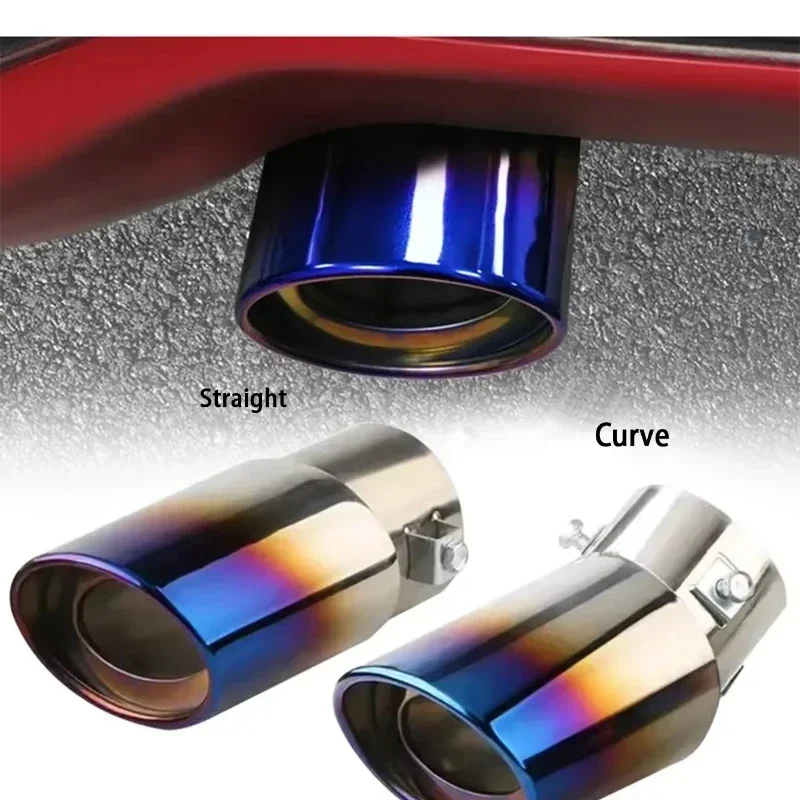 

Universal Car Exhaust Pipe Auto Stainless Steel Exhaust Muffler Grilled Blue Tail Throat Pipe Tail Modification Car Accessories