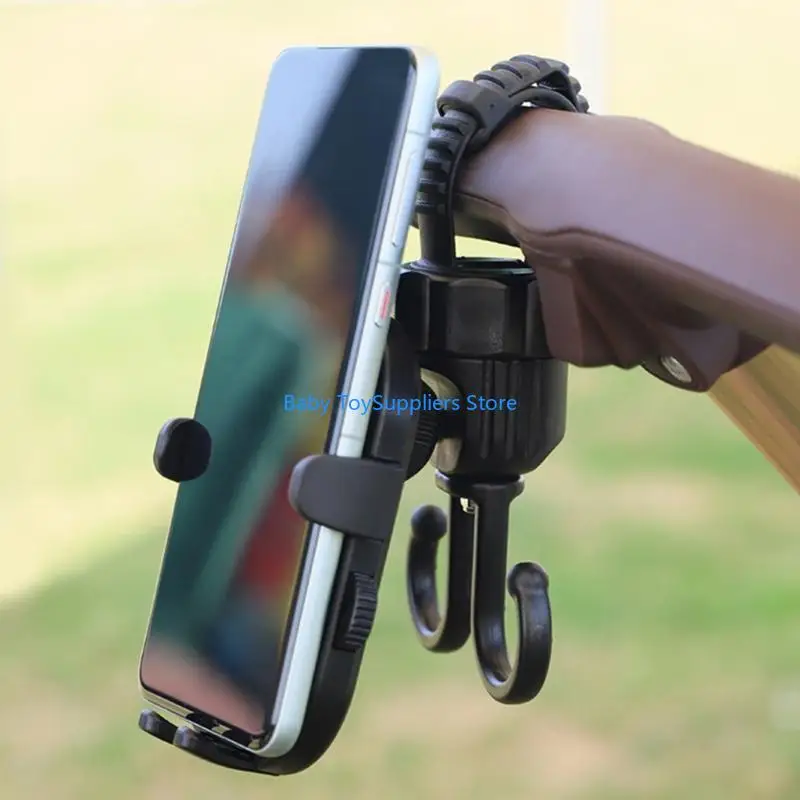 R1WF Multipurpose Pram Hook Double Liger Ogansier Phone حامل حامل حامل مع مرفق عربات سهلة التثبيت