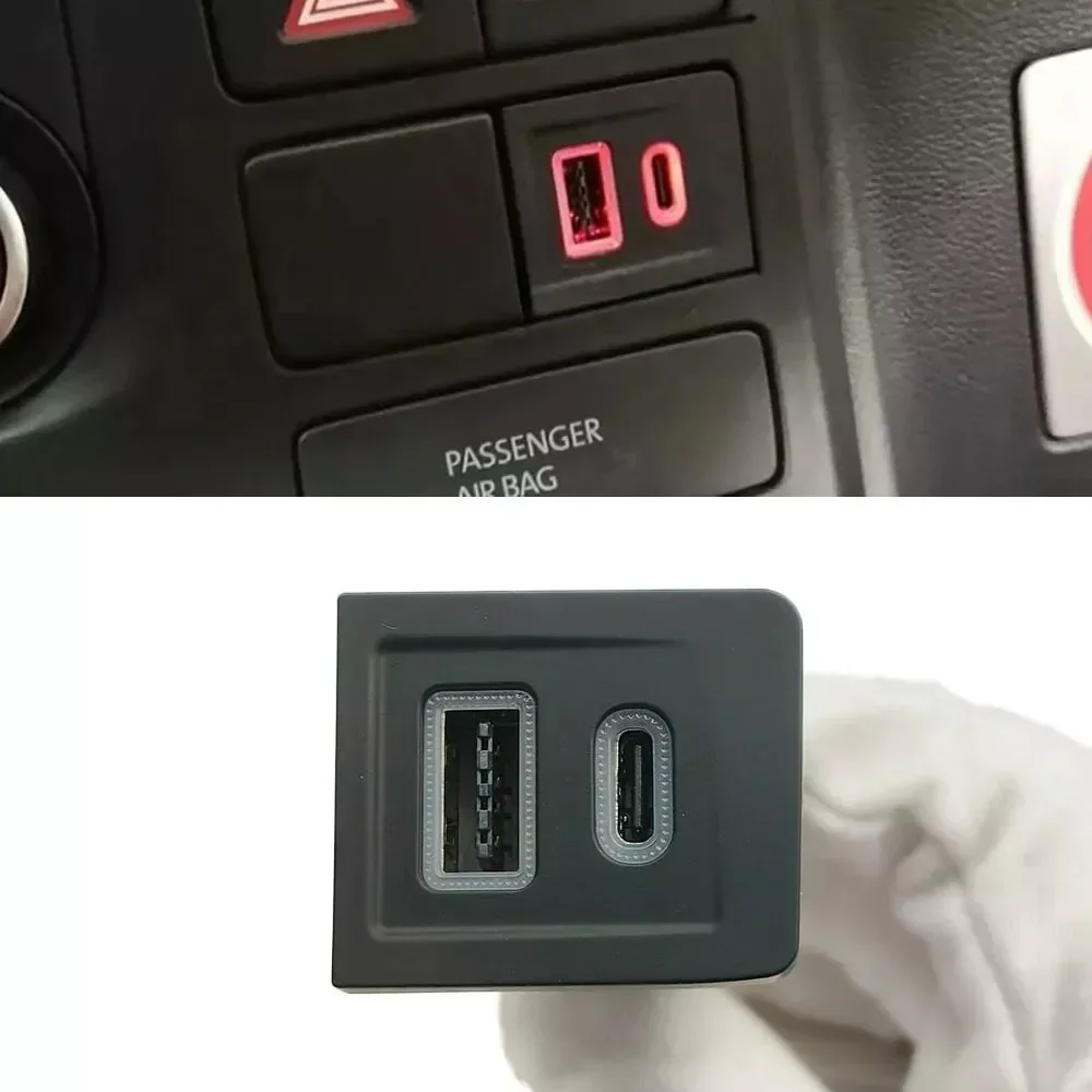 1PC Car Power Adapter Dual USB PD Type C/QC Auto Charger Outlet 2 Ports Car Charger Adapter for VW Multivan T5 Accessories Part