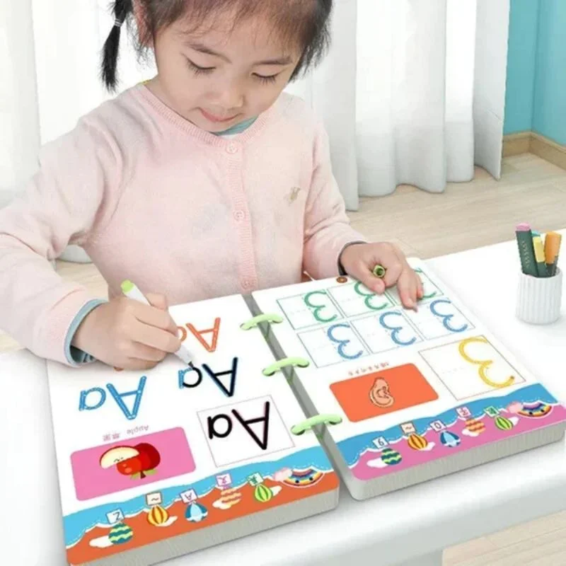 Magical Tracing Workbook Set Reusable Magic Practice Copybook Drawing Pens And Eraser Montessori Writing Painting Learning Toy