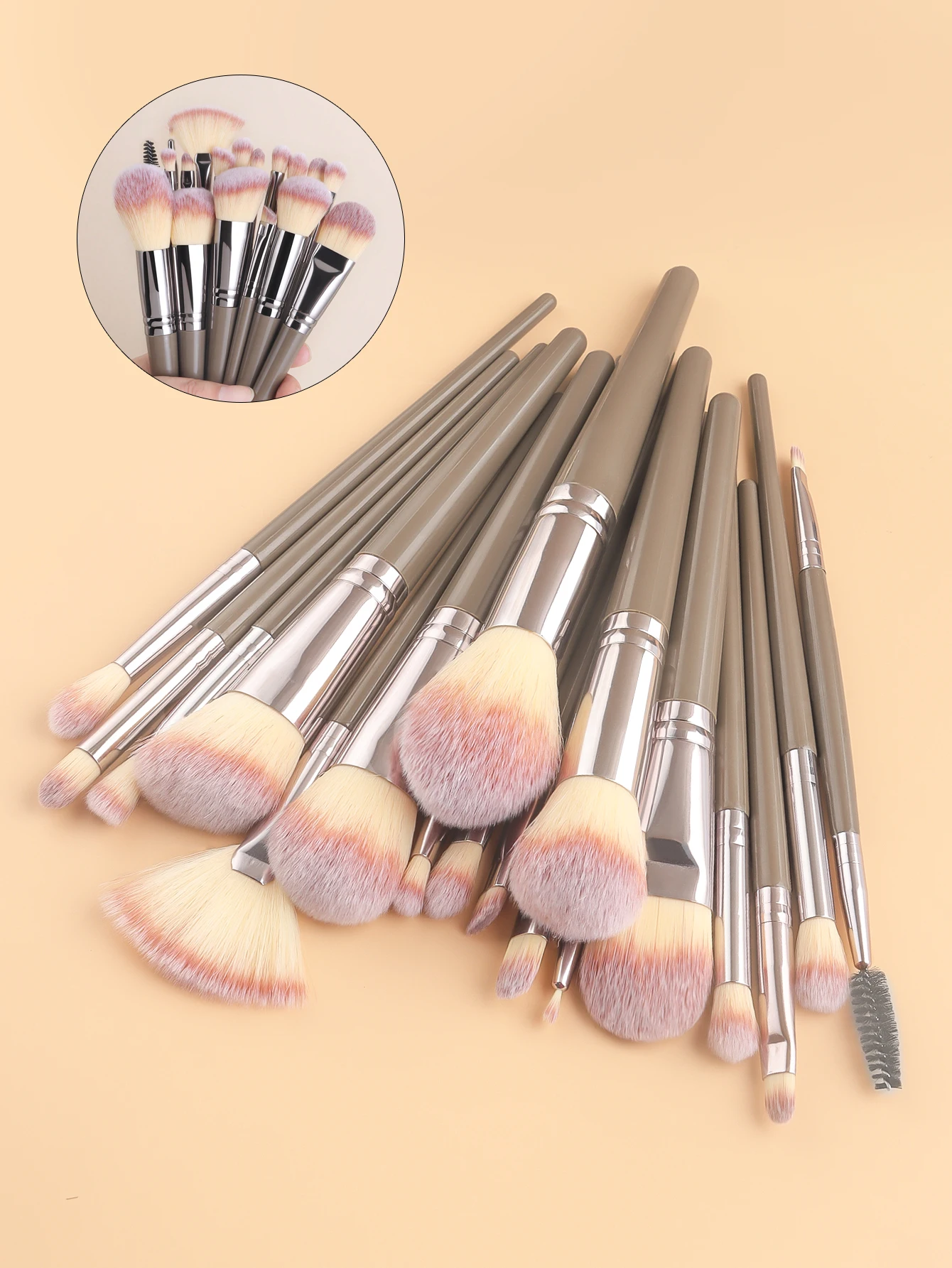 18/20 pz/set Pro Pennelli Per Trucco Double Ended Fondotinta Correttori Blush Ombretti Pennello per Crema Liquida Polvere Miscelazione Soffio