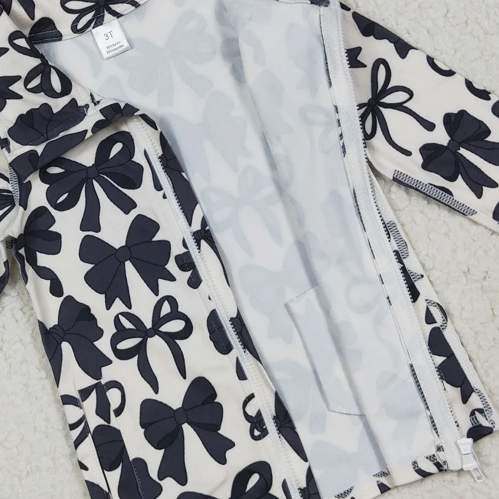 طفل الفتيات الأسود الانحناء جيوب سستة أعلى جرس أسفل بانت اليوغا مجموعات أطفال الأطفال ملابس طويلة الأكمام طفل ملابس رياضية ناعمة