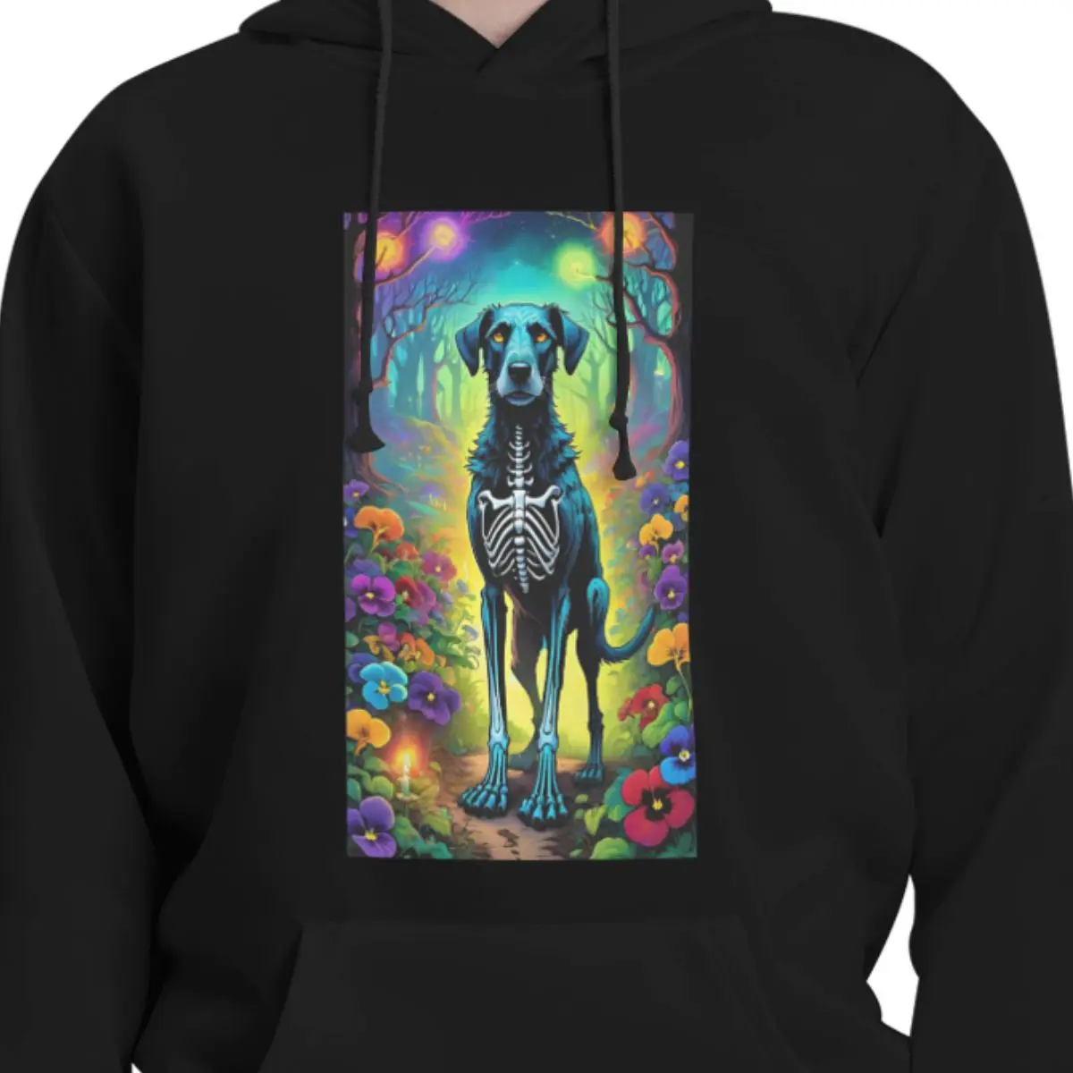 Undead Style Dog Moon Night Fantasy Forest Hoodies Unisex Pullover Sweatshirt Hip Hop Long Sleeve Streetwear Autumn Winter