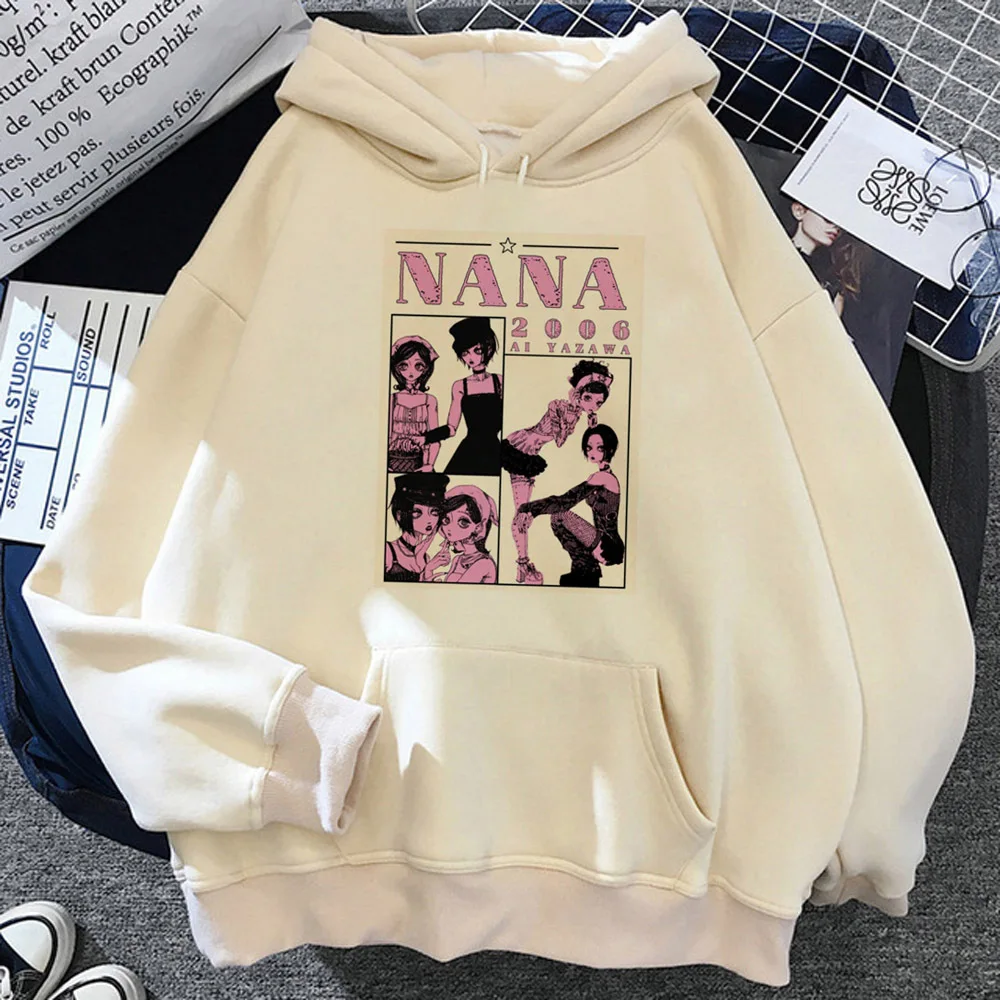 Nana-Sudadera con capucha de tela suave con estampado de cómic japonés para chica, ropa cómoda de invierno