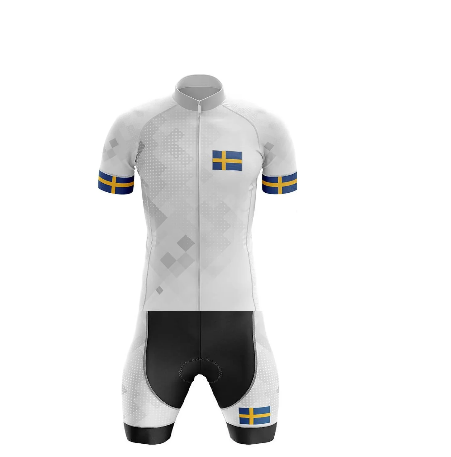 LASER CUT MEN'S CYCLING WEAR CYCLING JERSEY BODY SUIT SKINSUIT WITH POWER BAND Sweden NATIONAL TEAM SIZE: XS-4XL