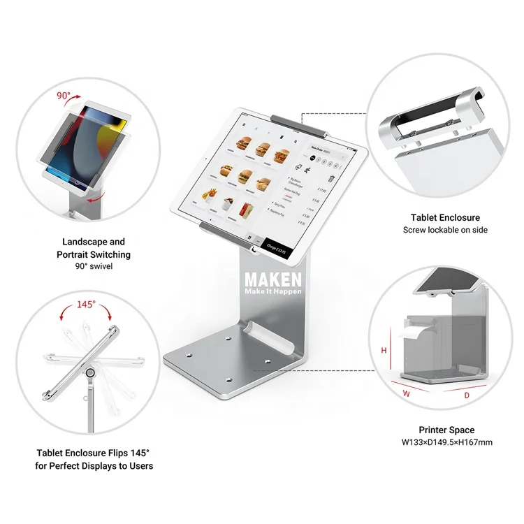 Desktop Security Display Flip Back and Forth 145 Degrees Aluminum Tablet Stand Pos for Ipad