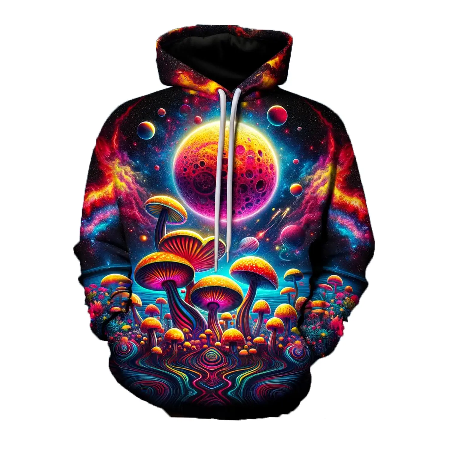 Men's Abstract Colorful Trippy Psychedelic Mushroom Art 3D Print Hoodies Unisex Pullover Fashion Fungi Graphic Sweatshirt Hoodie