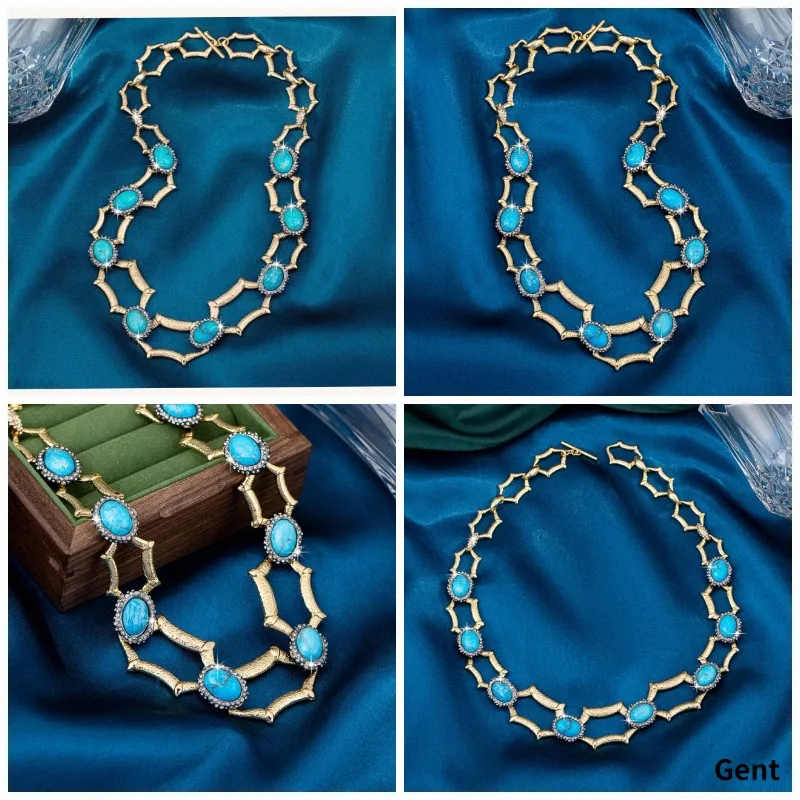 Original Fashion Trend Design Two-tone Full Diamond Head Necklace