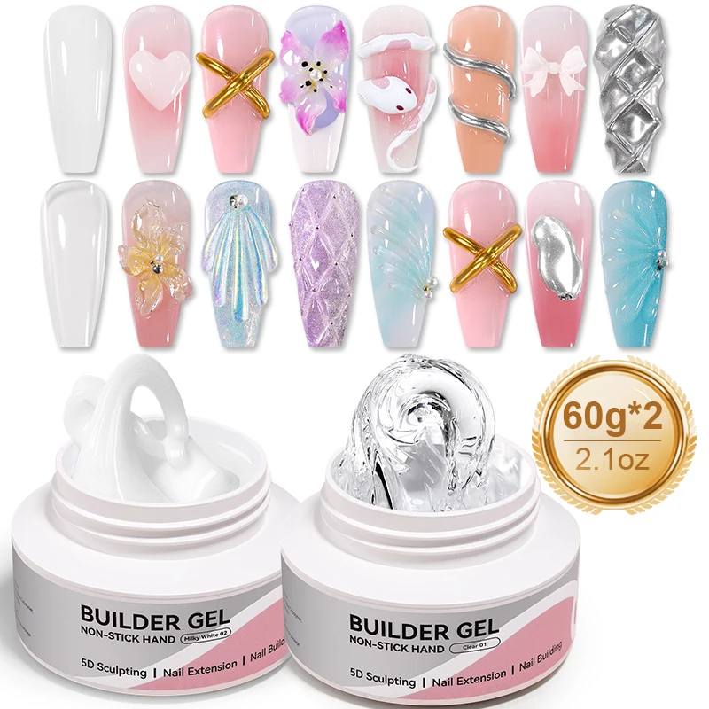 BORN PRETTY 60g Non-Stick Hand Extension Gel Nail Polish 3D Shaping/Sculpting/Carving Milky Jelly Hard Gel UV/LED Manicure