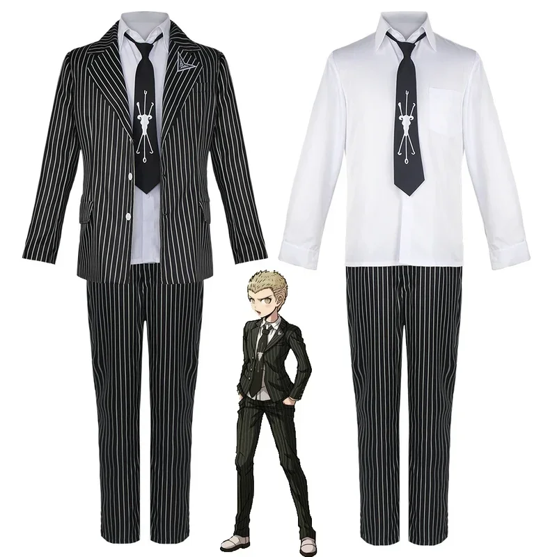 Super Danganronpa 2 Kuzuryuu Fuyuhiko Cosplay Costume Jacket Tie Uniform Wigs shoes suits Cosplay Anime Game Halloween Costumes