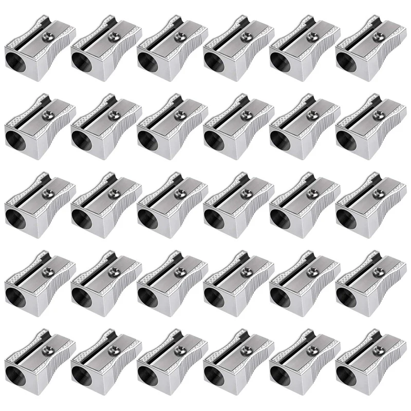 

48 Pack Metal Mini Pencil Sharpeners Bulk Handheld Silver Single Hole Aluminum Alloy Handheld Sharpener Manual Pencil