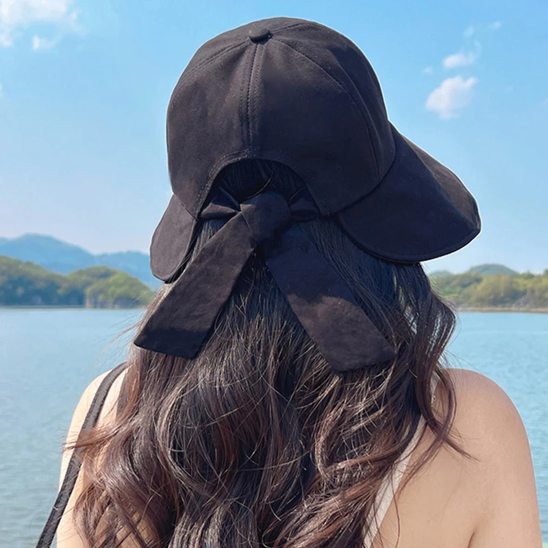 Women Spring Summer Sunhat Cotton Bucket Hat Outdoor Beach Adjustable Sun Visor Hats Solid Color Foldable Panama Fisherman Cap