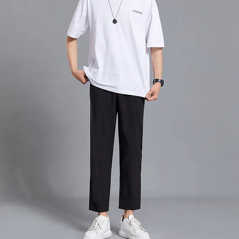 

Men's Sweatpants Casual Clothes Straight Trousers High Elasticity Sportswear Streetwear Summer Cropped Pants for Men Pantalones