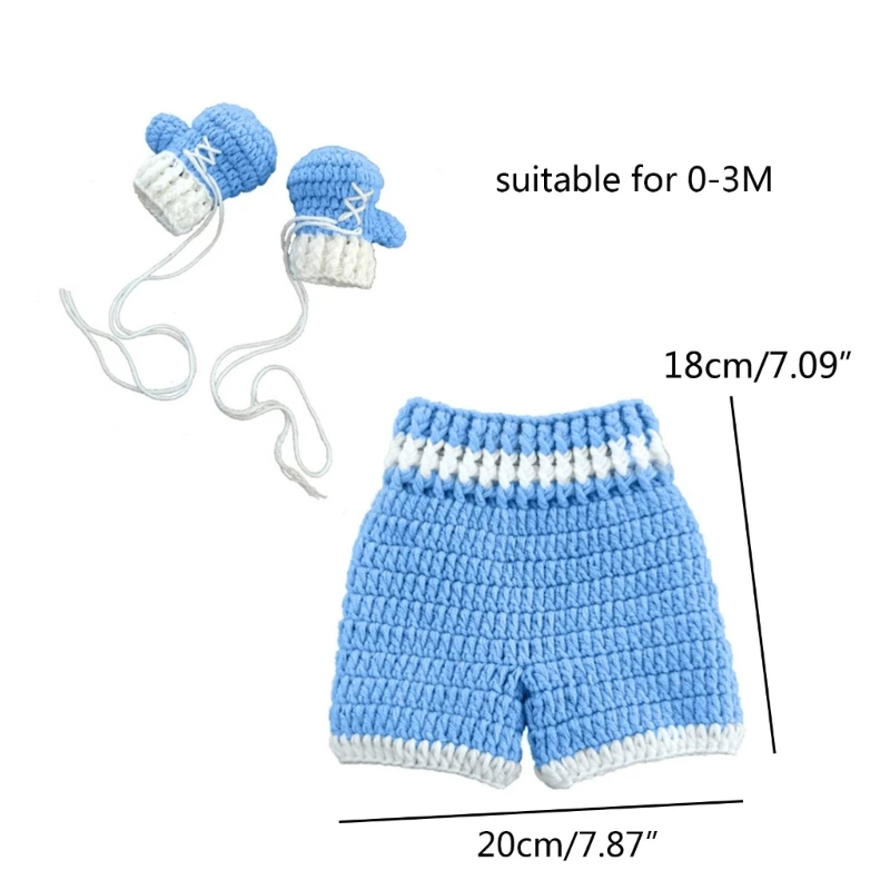 2Pcs/Set Newborn Photography Props Infant Crochet Knit Boxing Clothes Gloves And Pants Suit Baby Photo Costume