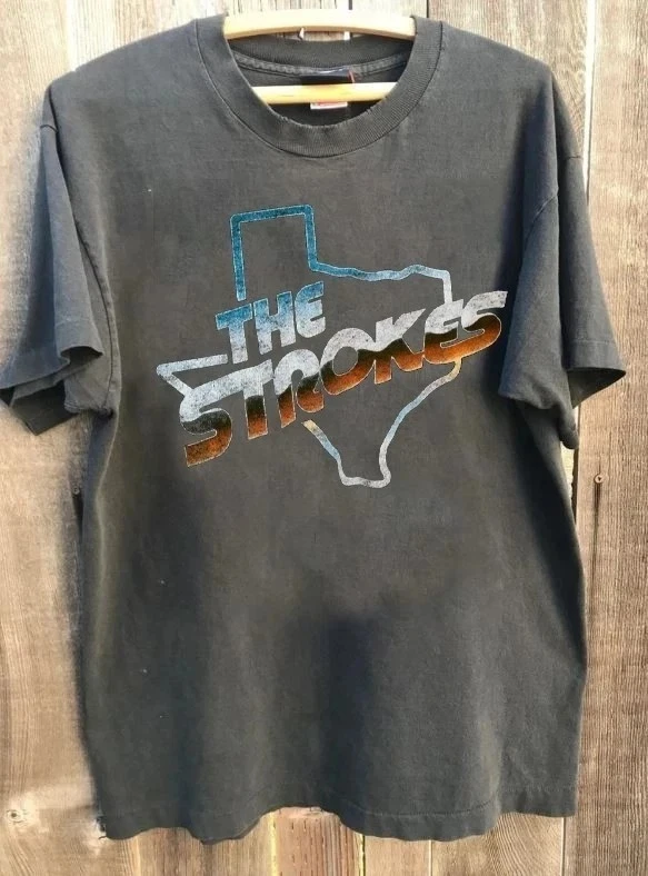 ACL Austin City Limits The Strokes camiseta unissex de manga curta cinza, roupas masculinas