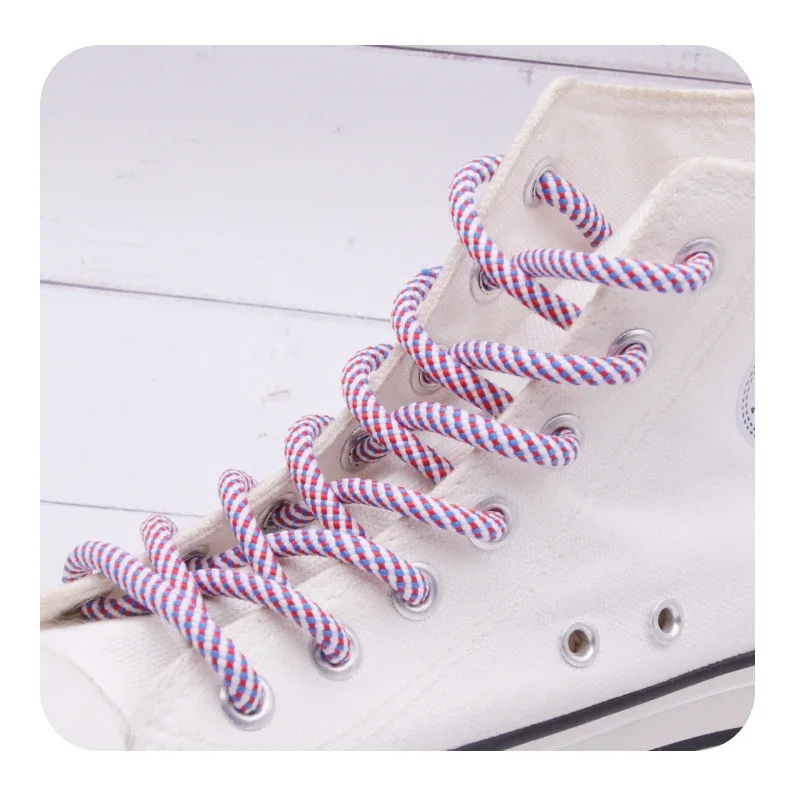 4.5MM White Red Blue Color High Quality Cheap Customizable Shoelaces Stronger Tennis Sports Shoe Manual Ropes Bulk Buying Шнурки