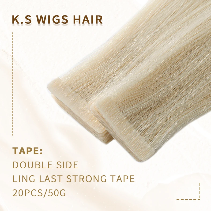 K. sウィッグ-人間の髪の毛の延長,20個,自然な髪のテープ,シームレス,PUスキン付き,100% 人間の髪の毛,ミックスなし,# 60a, 16インチ,40g