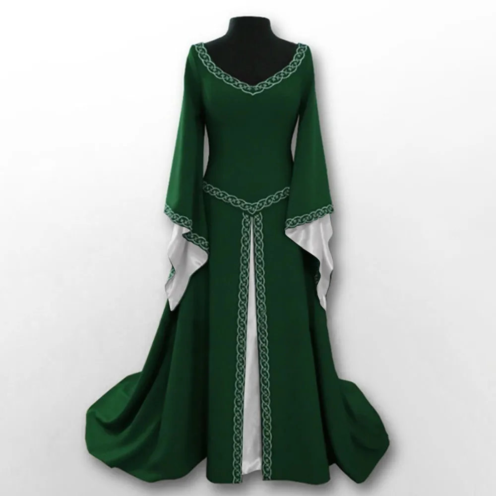 Robe de Princesse de Palais Médiéval pour Femme, Tenue de Cosplay Traditionnelle Rétro, Costumes Mi-Modernes, Longue, ixEuropéenne