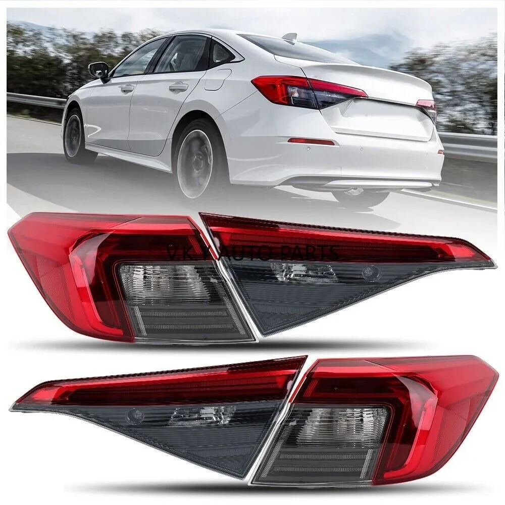 

For Honda Civic 2022 2023 2024 11Th GEN Sedan Car LED Tail light Rear Bumper Light Stop Brake Lamp Turn Signal Warning