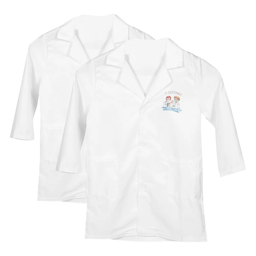 2Pcs Science Lab Coat Scientist Costume Washable Reusable Laboratory Wear for School Stem Activities Creative Role