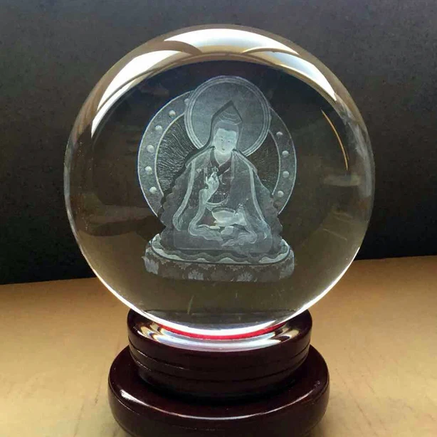 Wholesale Buddha # efficacious The town HOME House Talisman- Buddhist 3D Ksitigarbha Bodhisattva Buddha Crystal ball statue