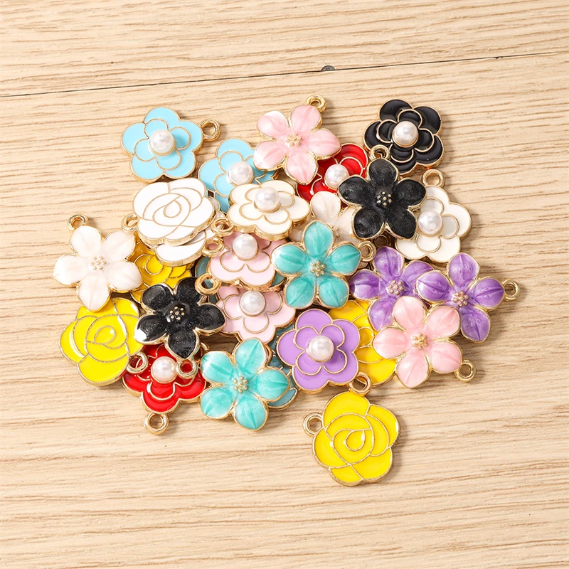 

10pcs Mix Cute Colorful Enamel Flower Charms Pendants for Drop Earrings Necklaces Bracelet DIY Crafts Jewelry Making Accessories