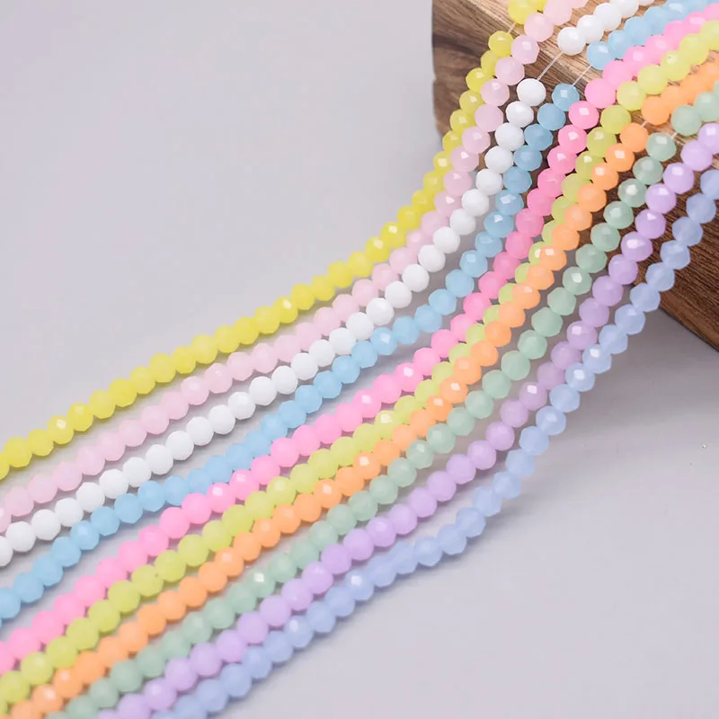 4mm New Mixed Color Crystal Glass Beads Rondell Faceted Glass Beads Loose Spacer Beads for Jewelry Making DIY Bracelet