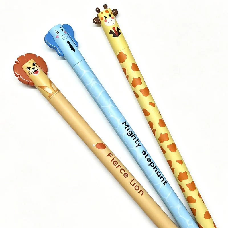 

African Style Cute Lion Elephant Giraffe Erasable Pen 0.7mm Blue Ink Animal Gel Pen Ballpoint Pens for School Office Party
