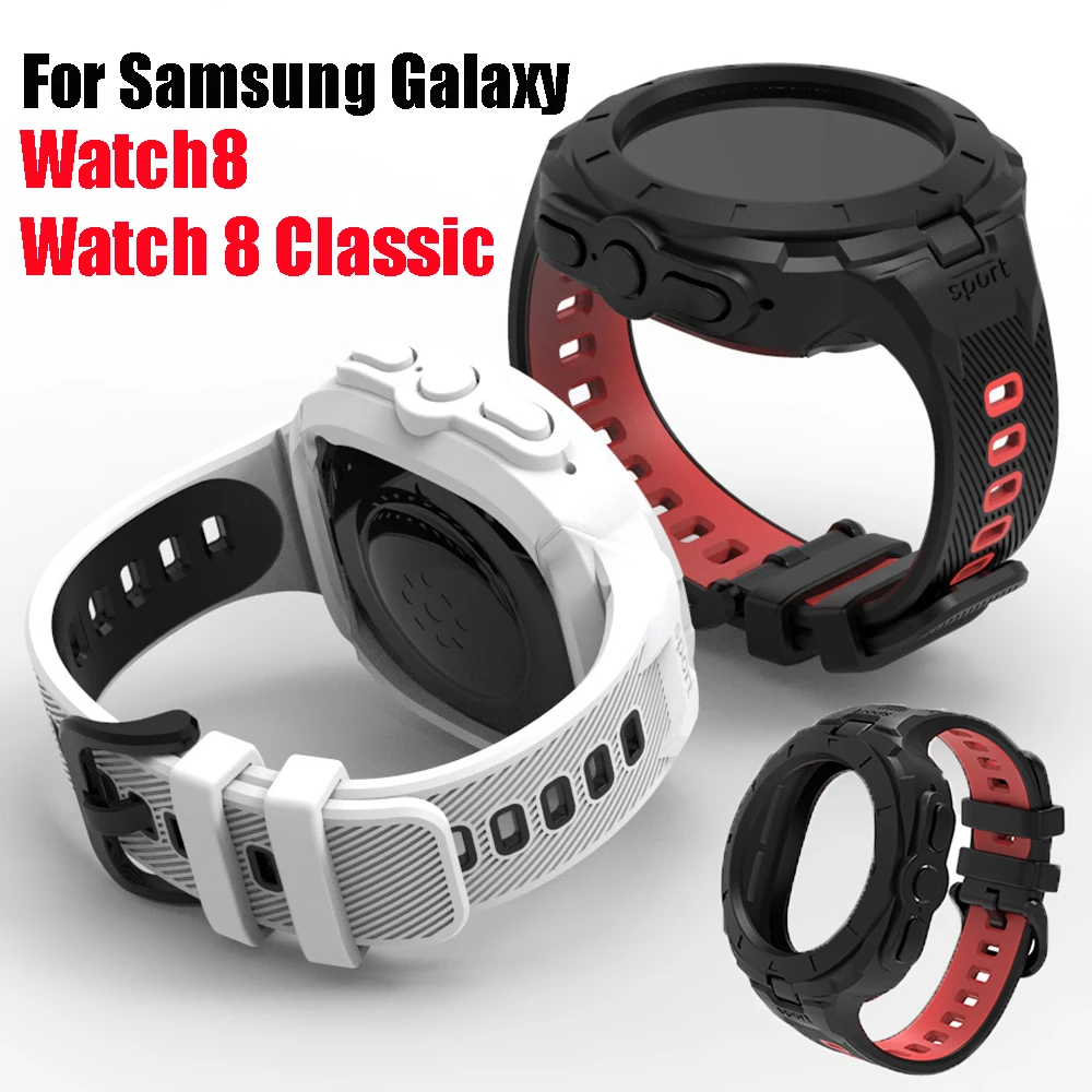 �y�Z�[�����z2IN1 �P�[�X + �X�g���b�v Samsung Galaxy Watch 8 �N���V�b�N 46mm �E�H�b�`�o���h �X�|�[�c�o���h Samsung Galaxy Watch 8 44mm 40mm TPU �u���X���b�g�p